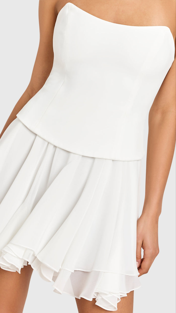 Amanda Uprichard Airess Strapless Mini Dress in Ivory