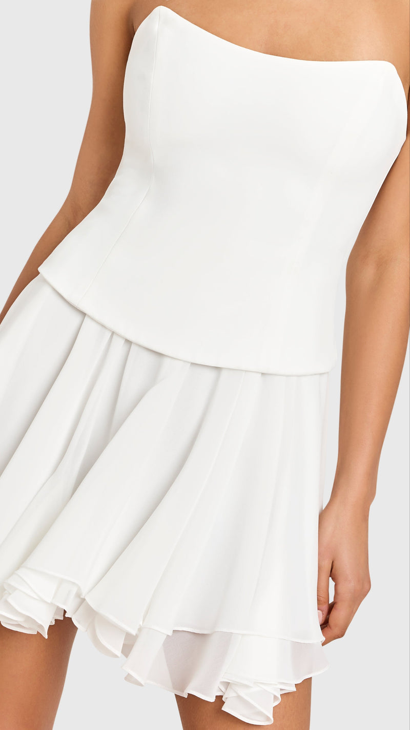 Amanda Uprichard Airess Strapless Mini Dress in Ivory