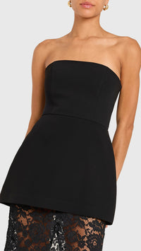 Amanda Uprichard Jada Strapless Lace Midi Dress in Black