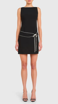 Amanda Uprichard Scotlyn Belted Mini Dress in Black/Ivory