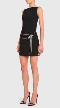 Amanda Uprichard Scotlyn Belted Mini Dress in Black/Ivory
