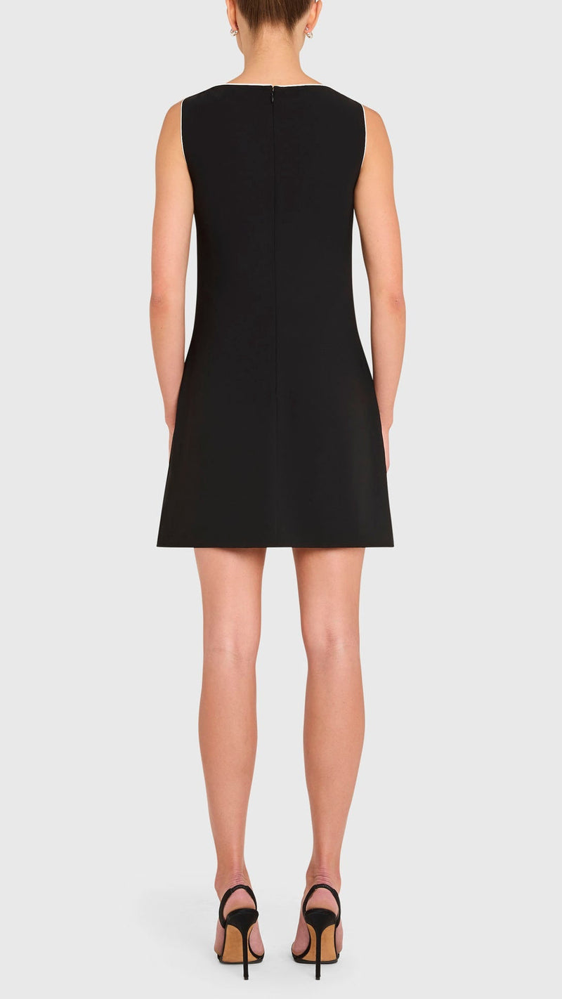 Amanda Uprichard Scotlyn Belted Mini Dress in Black/Ivory