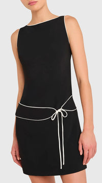 Amanda Uprichard Scotlyn Belted Mini Dress in Black/Ivory