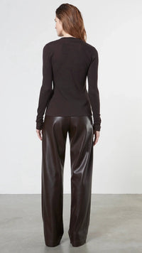 パンツ NUDE Eco leather pants Enza Costa Soft Faux Leather Straight Leg Pant in Espresso