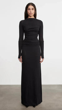 Enza Costa Cashmere Twist Top with Thumbholes in Black