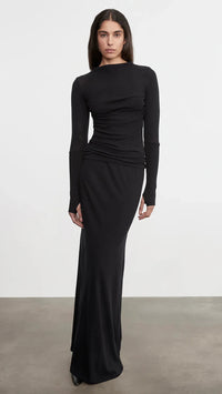 Enza Costa Cashmere Twist Top with Thumbholes in Black