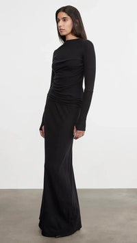 Enza Costa Cashmere Twist Top with Thumbholes in Black