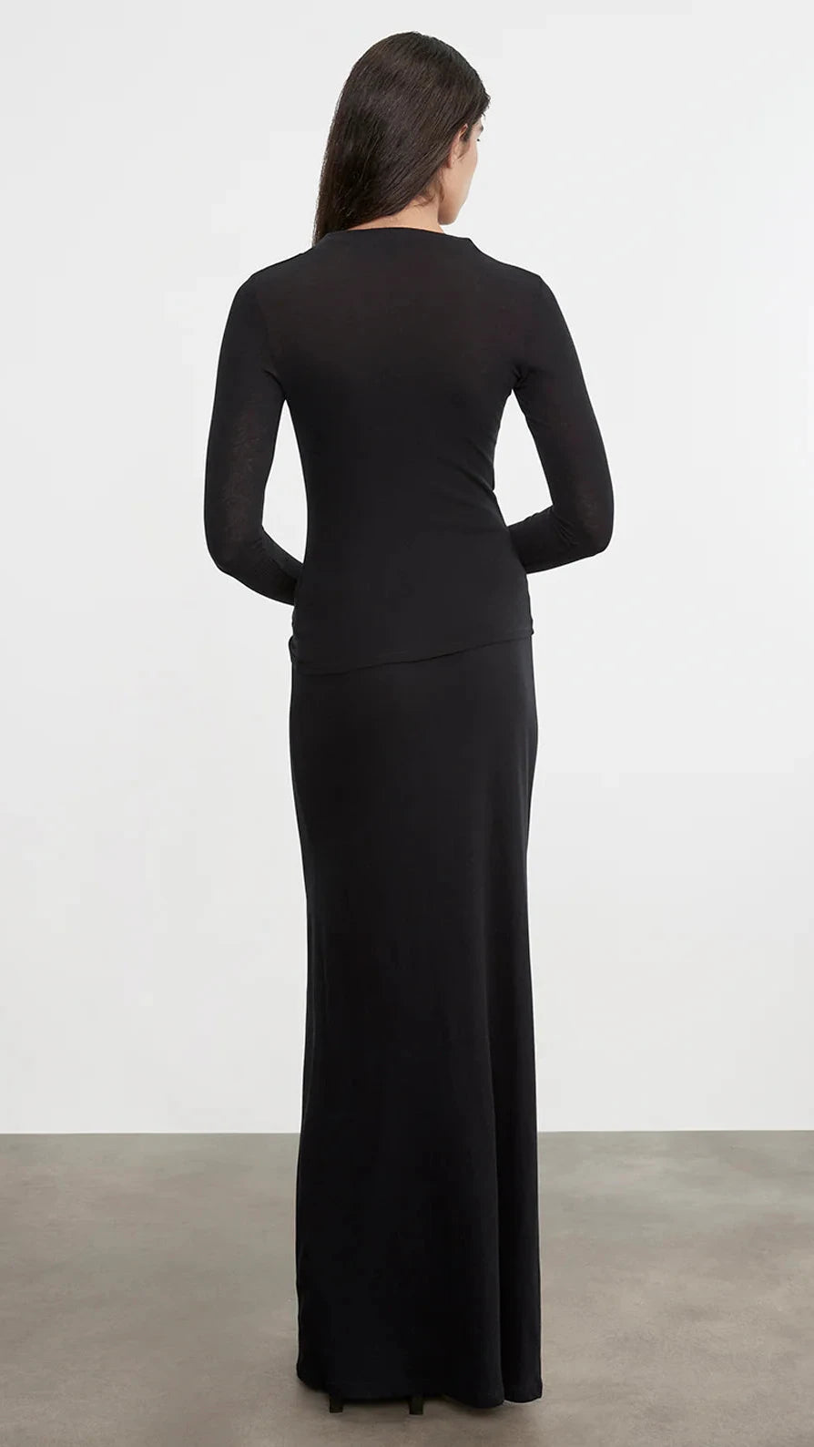 Enza Costa Cashmere Twist Top with Thumbholes in Black