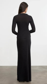 Enza Costa Cashmere Twist Top with Thumbholes in Black