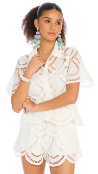 Allison New York Ainsley Eyelet Belted Short in White