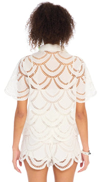 Allison New York Ainsley Eyelet Belted Short in White