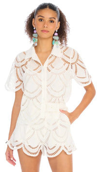 Allison New York Ainsley Eyelet Belted Short in White
