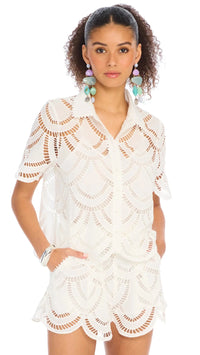 Allison New York Ainsley Eyelet Belted Short in White