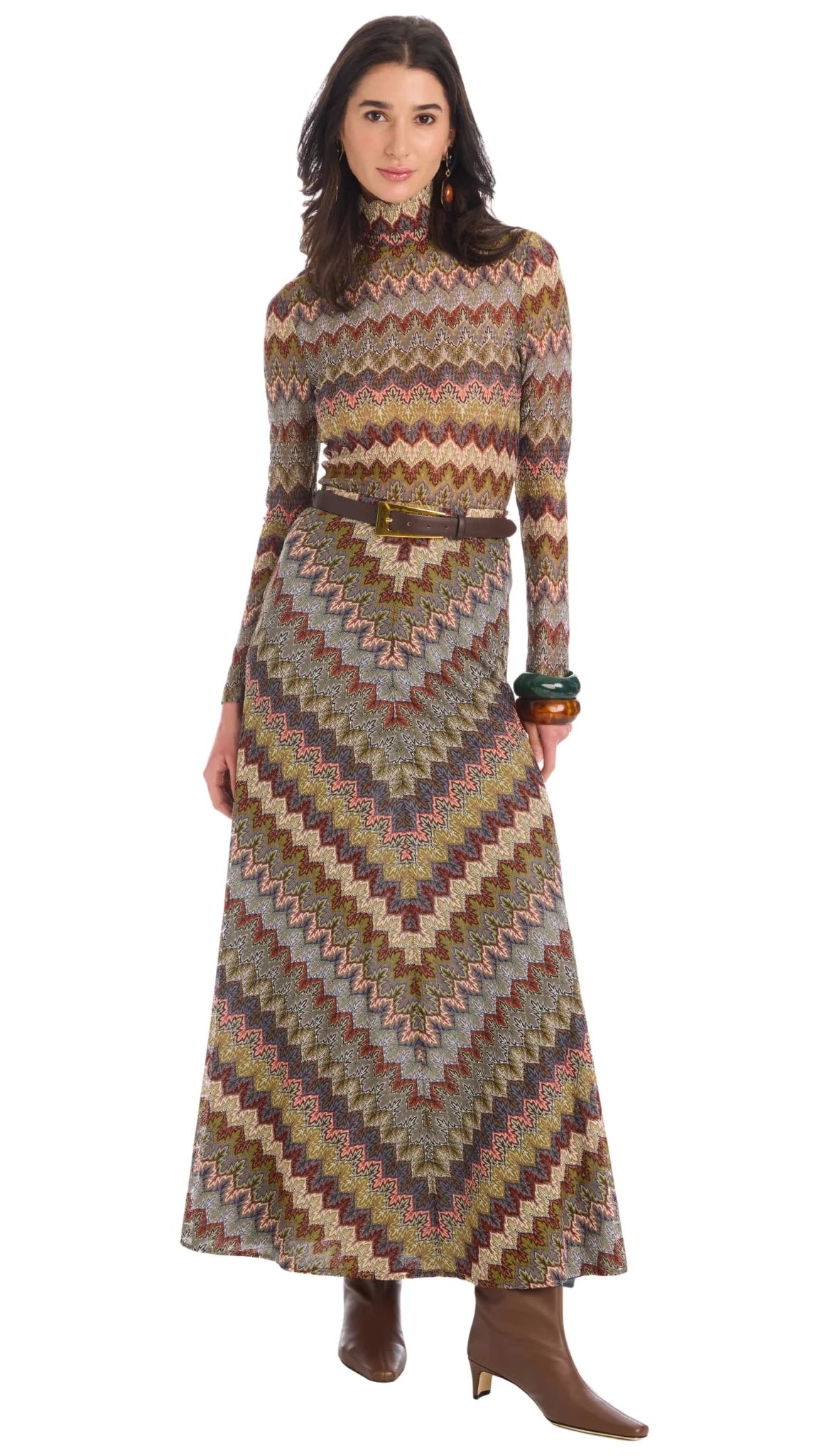 Allison New York Olive Skirt in Olive Chevron