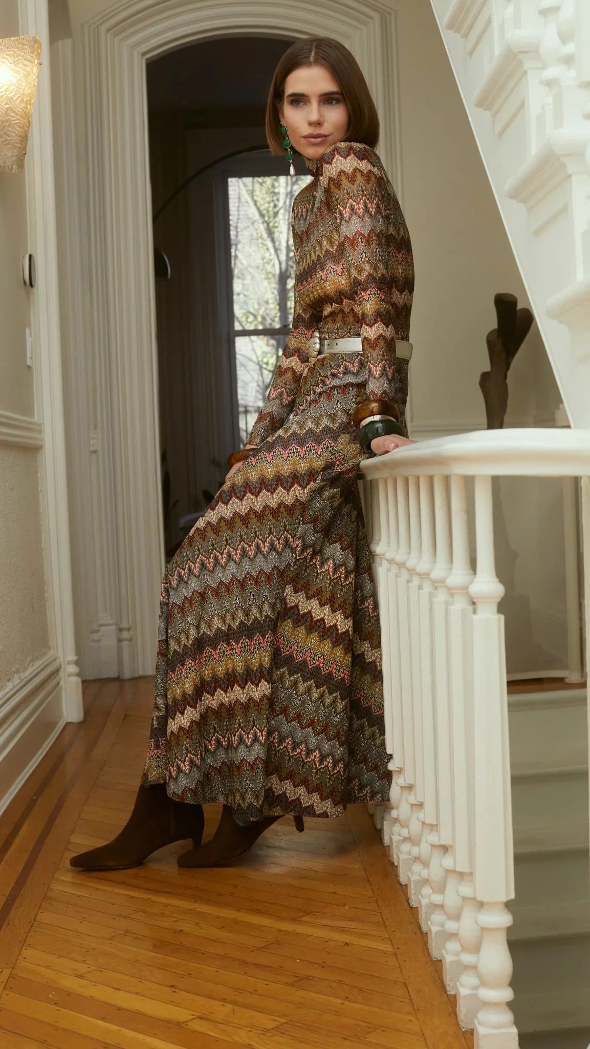 Allison New York Olive Skirt in Olive Chevron