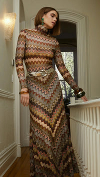 Allison New York Olive Skirt in Olive Chevron