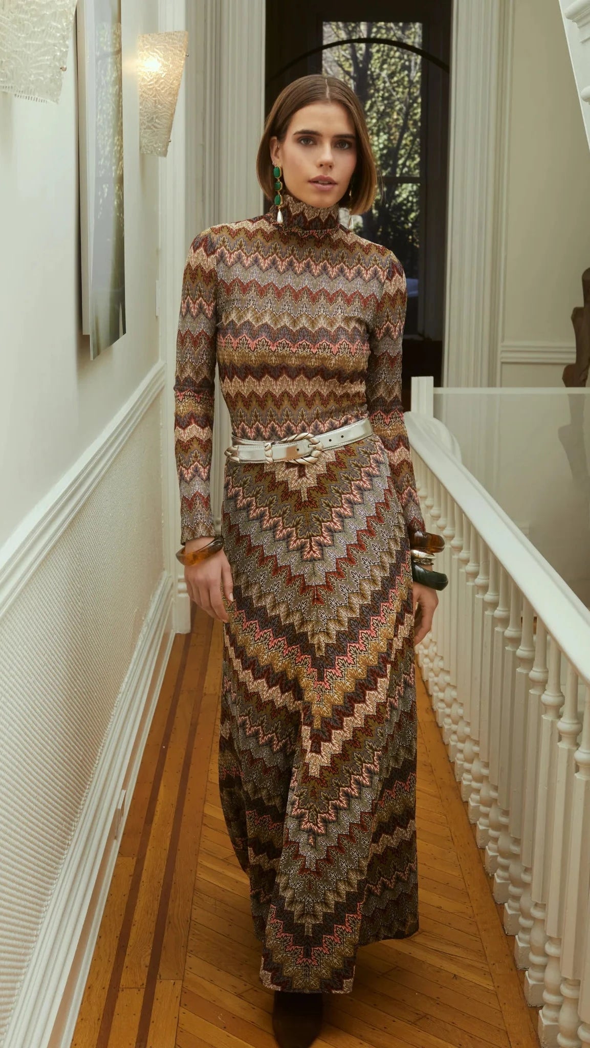 Allison New York Olive Skirt in Olive Chevron