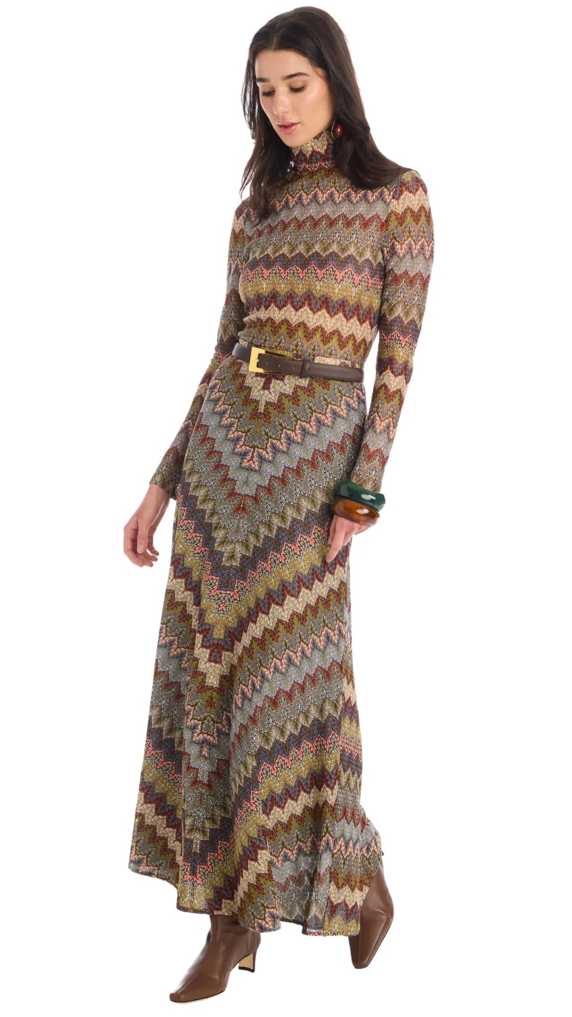 Allison New York Olive Skirt in Olive Chevron