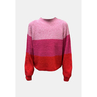 Central Park West Livi Stripe Turtle Neck Sweater in Red/Pink