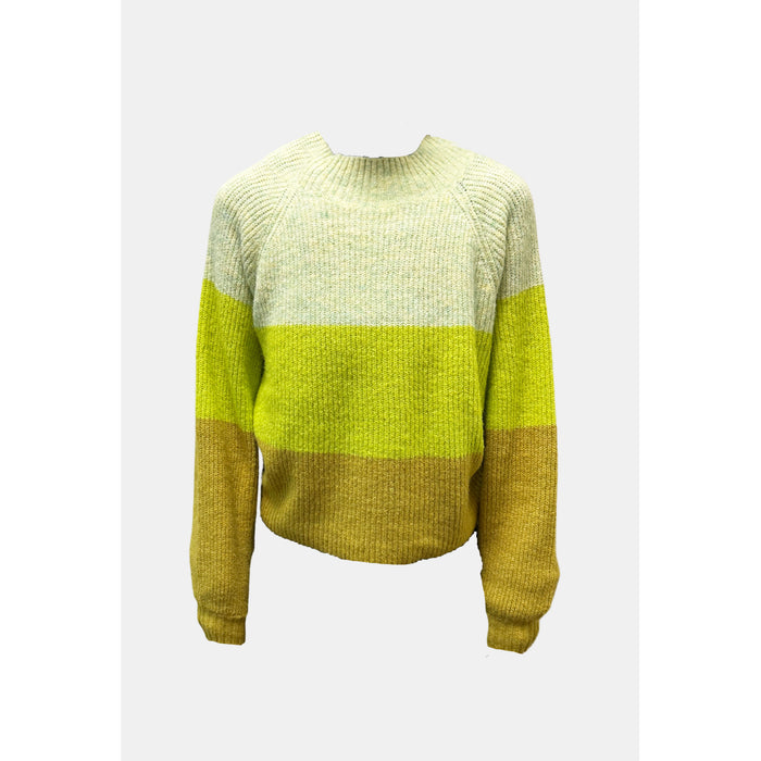 Central Park West Livi Stripe Turtle Neck Sweater in Lime