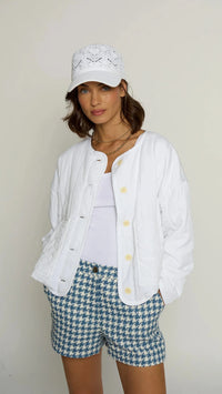 Central Park West Quilted Tencel Jacket in White
