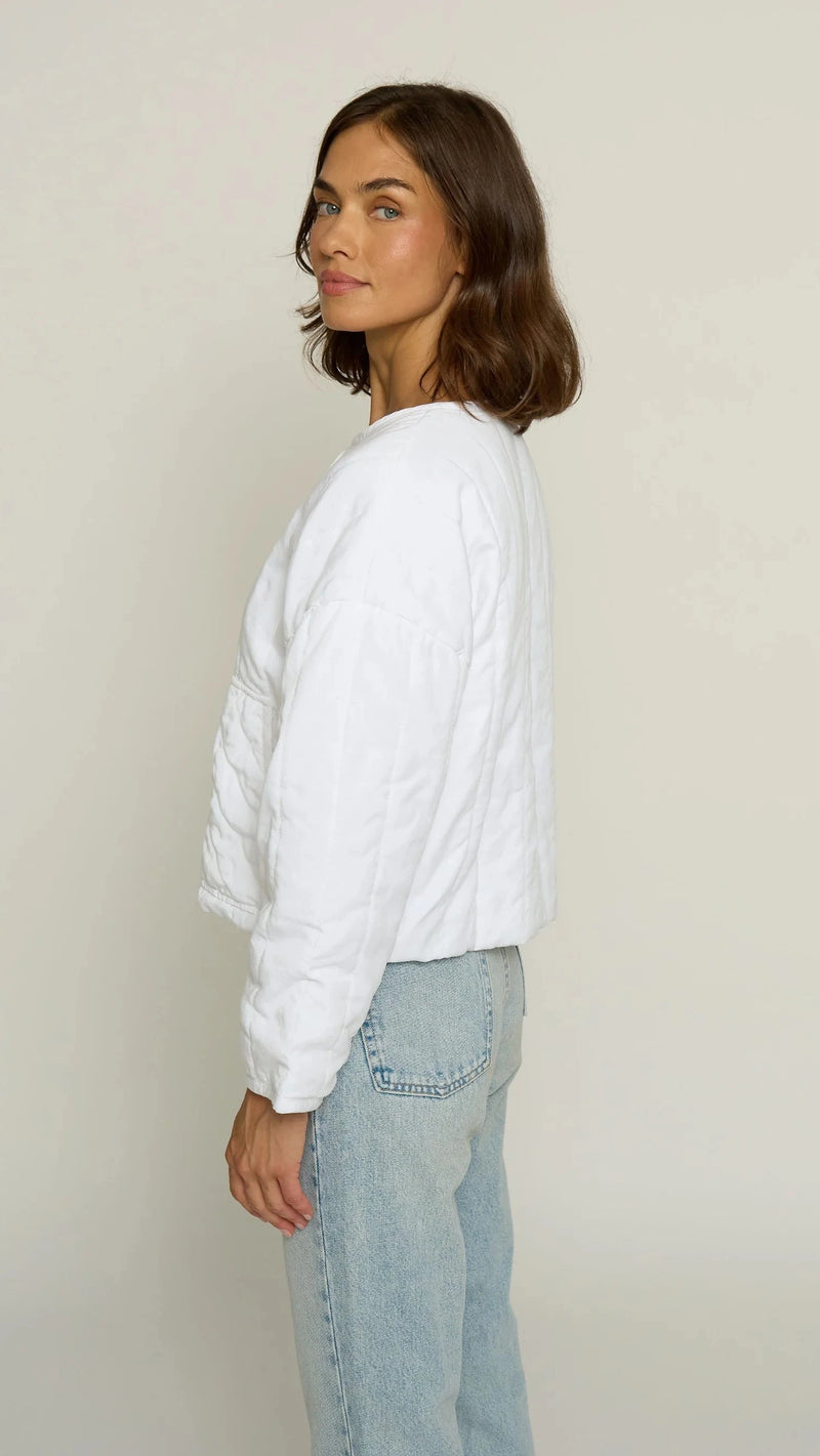 Central Park West Quilted Tencel Jacket in White