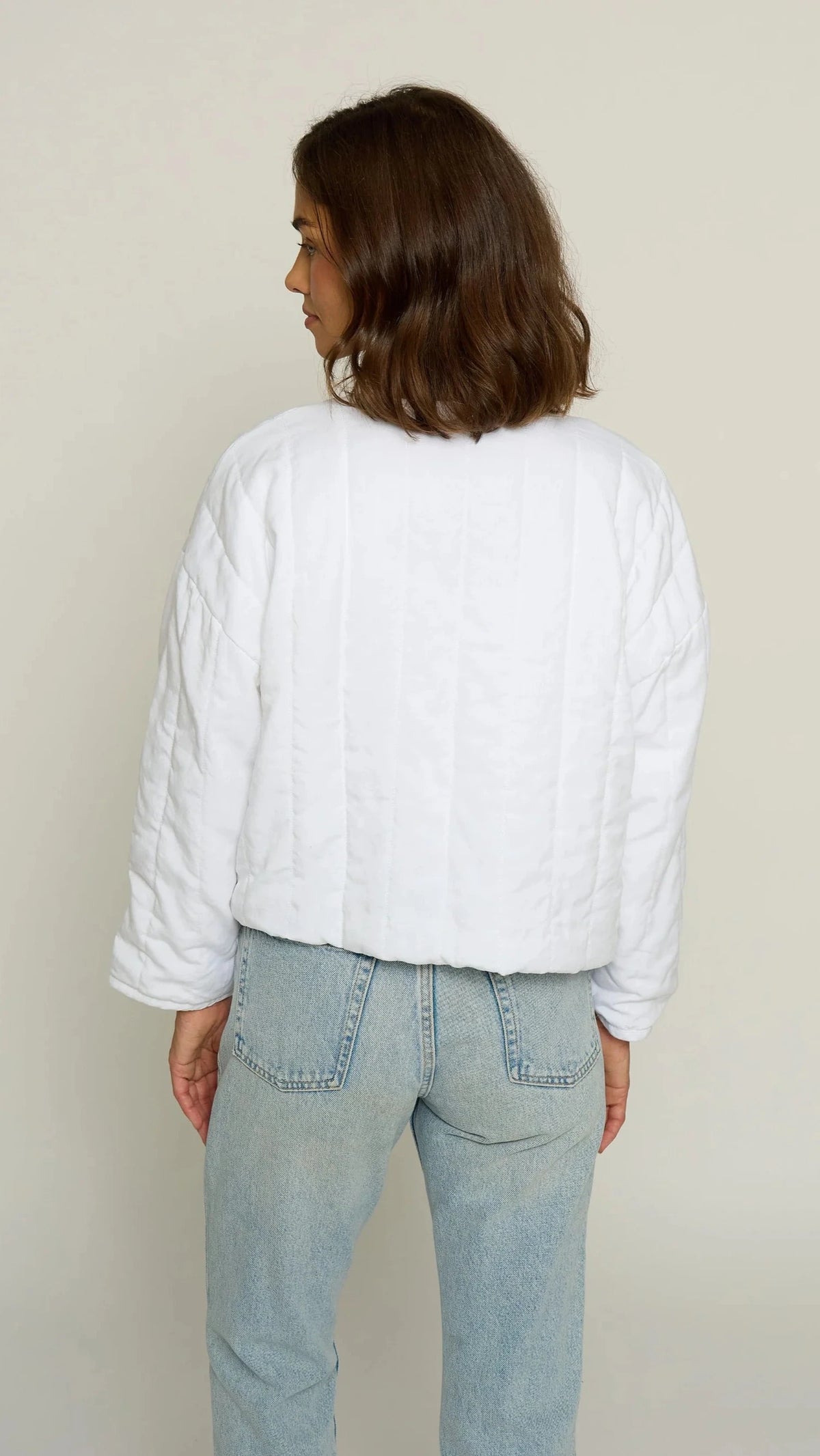 Central Park West Quilted Tencel Jacket in White