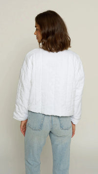 Central Park West Quilted Tencel Jacket in White