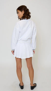 Central Park West Alina Varsity Stripe Bomber in White