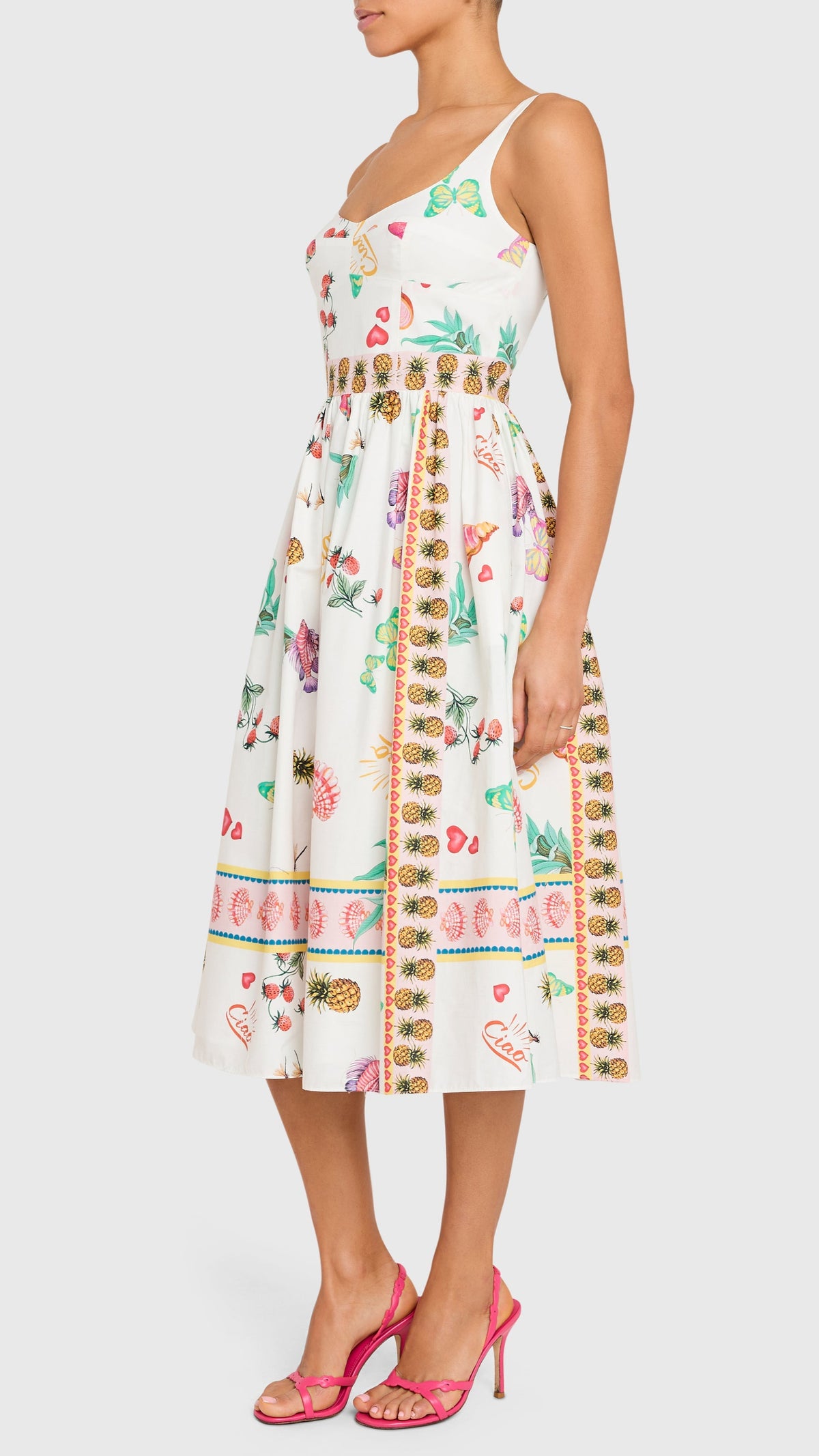 Amanda Uprichard Santorini Ciao Poplin Midi Dress in Postcard