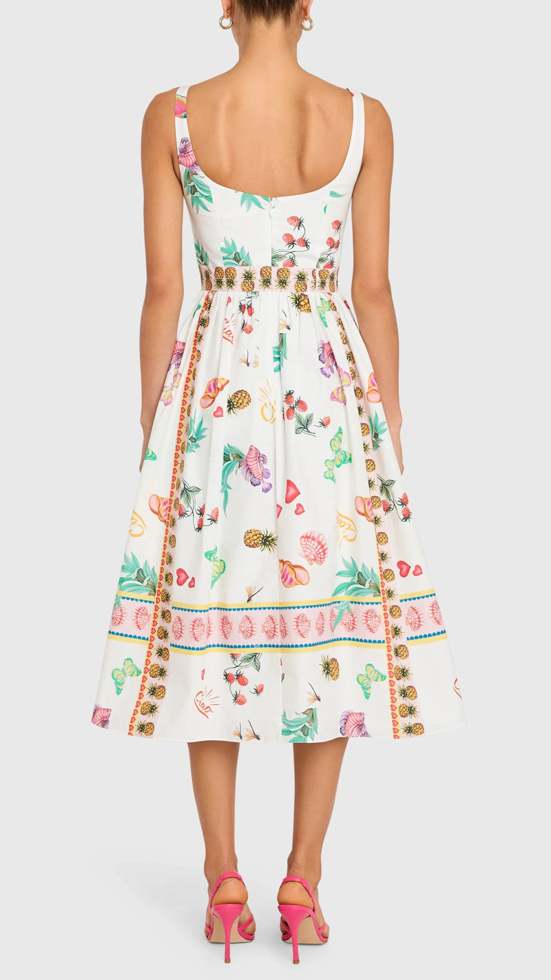 Amanda Uprichard Santorini Ciao Poplin Midi Dress in Postcard