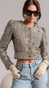 Generation Love Charlotte Tweed Jacket in Gold Multi