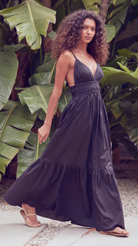 Misa Cintra Ruffle Maxi Dress in Black