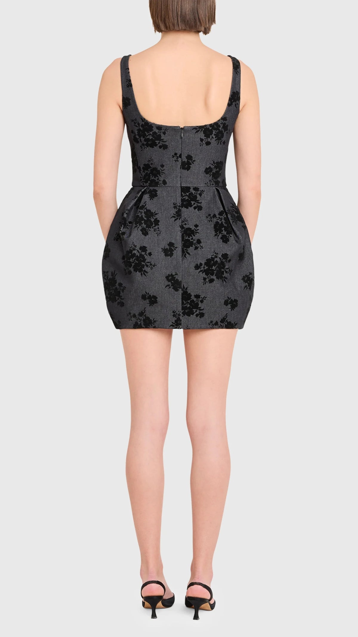 Amanda Uprichard Regency Velvet Flower Mini Dress in Indigo