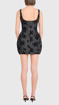 Amanda Uprichard Regency Velvet Flower Mini Dress in Indigo