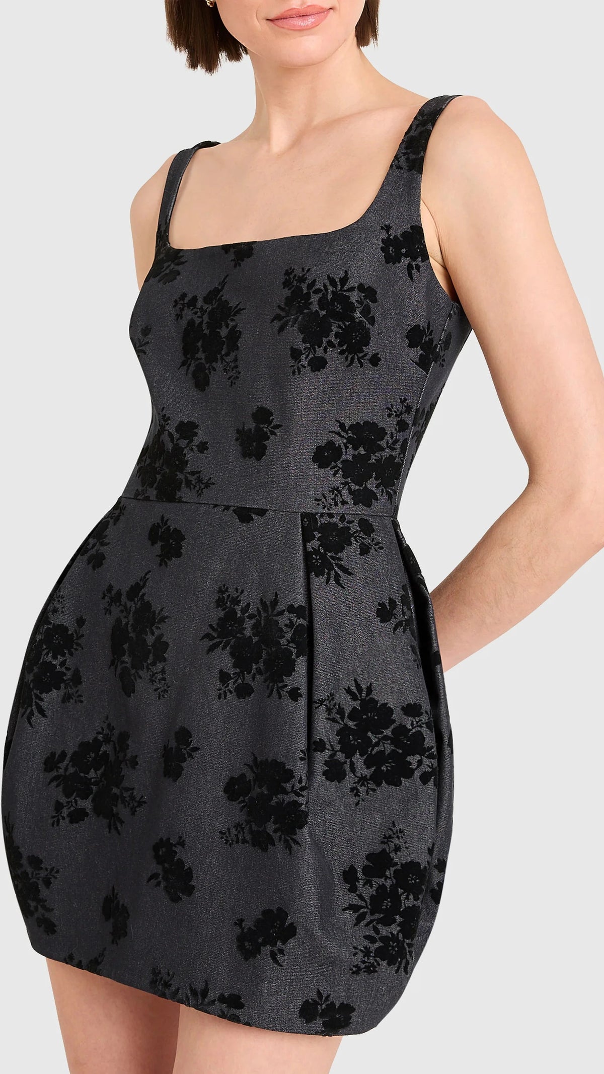 Amanda Uprichard Regency Velvet Flower Mini Dress in Indigo
