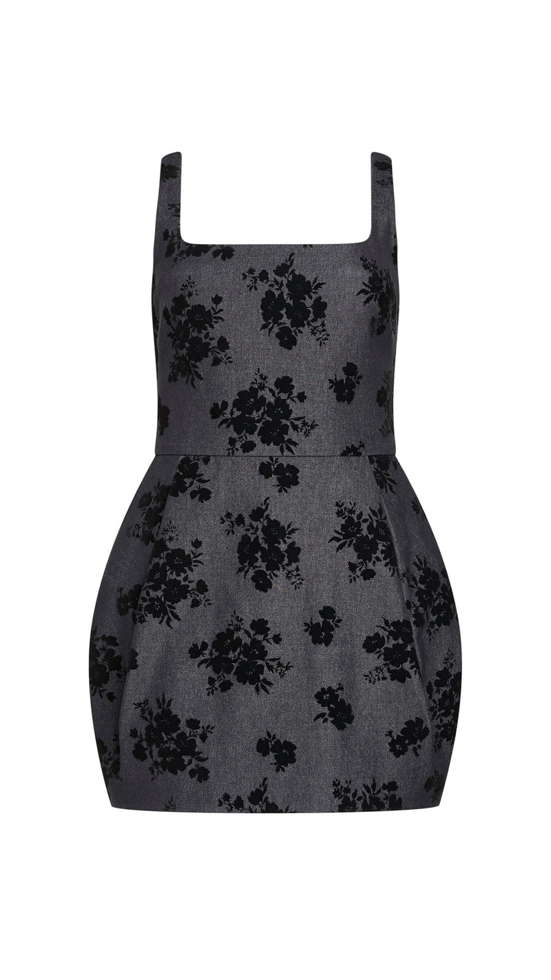 Amanda Uprichard Regency Velvet Flower Mini Dress in Indigo