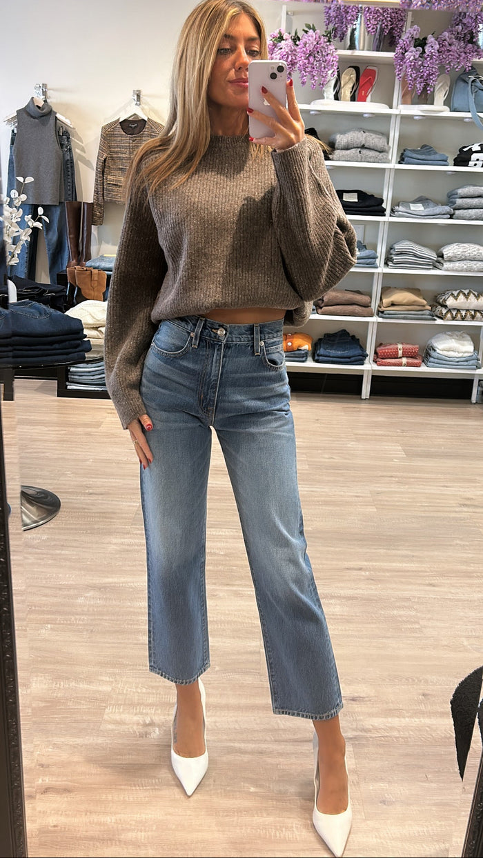 SLVRLAKE Florence Cinch Crew Sweater in Walnut