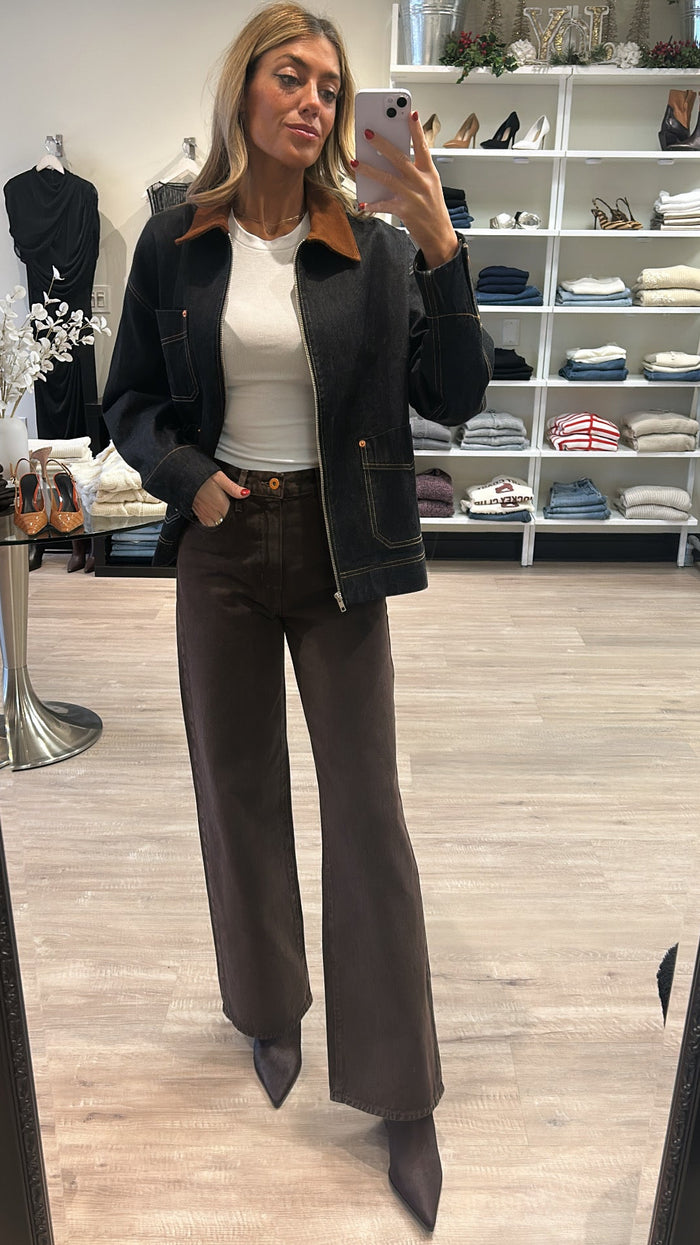 SLVRLAKE Casey Square Worker Denim Jacket in Empty Sky