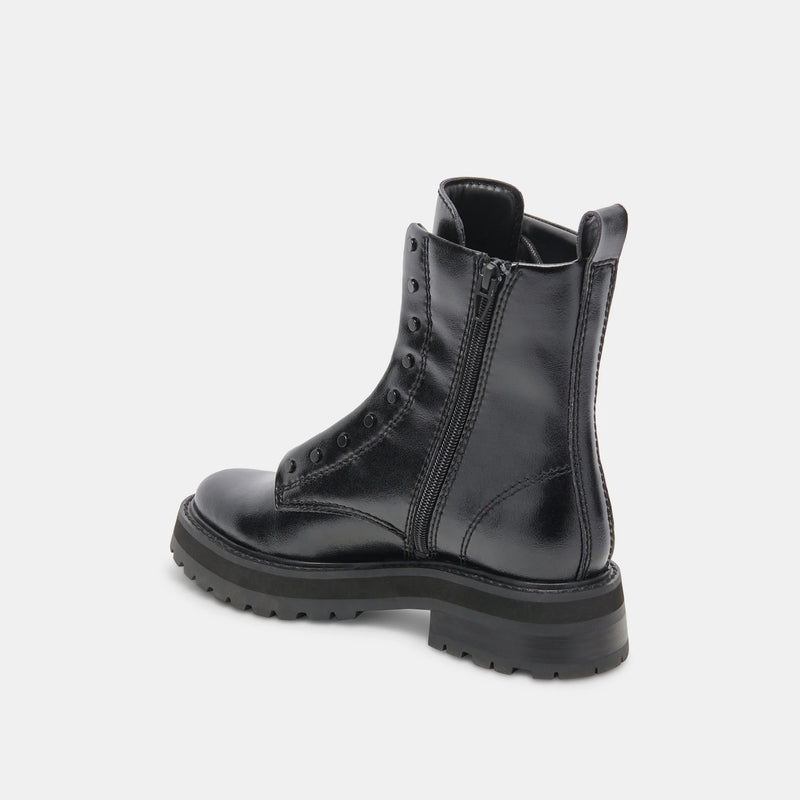 Dolce Vita Rainer Combat Boot in Midnight Crinkle Patent