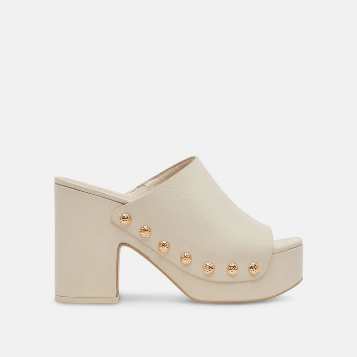 Dolce Vita Emol Chunky Clog Mule in Off White Leather