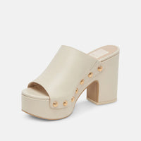 Dolce Vita Emol Chunky Clog Mule in Off White Leather