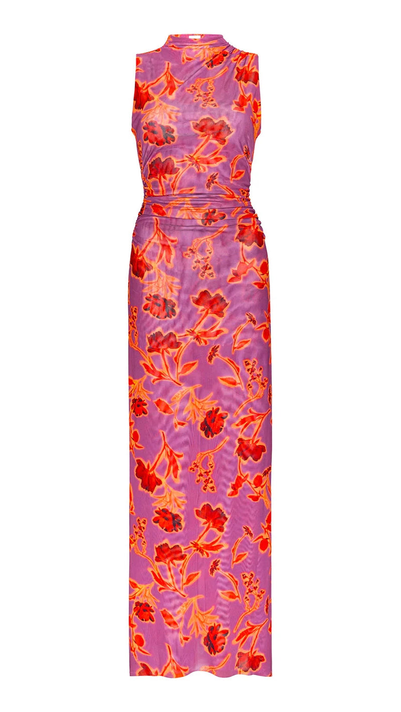 Misa Athena Mesh Dress in Lucent Flora