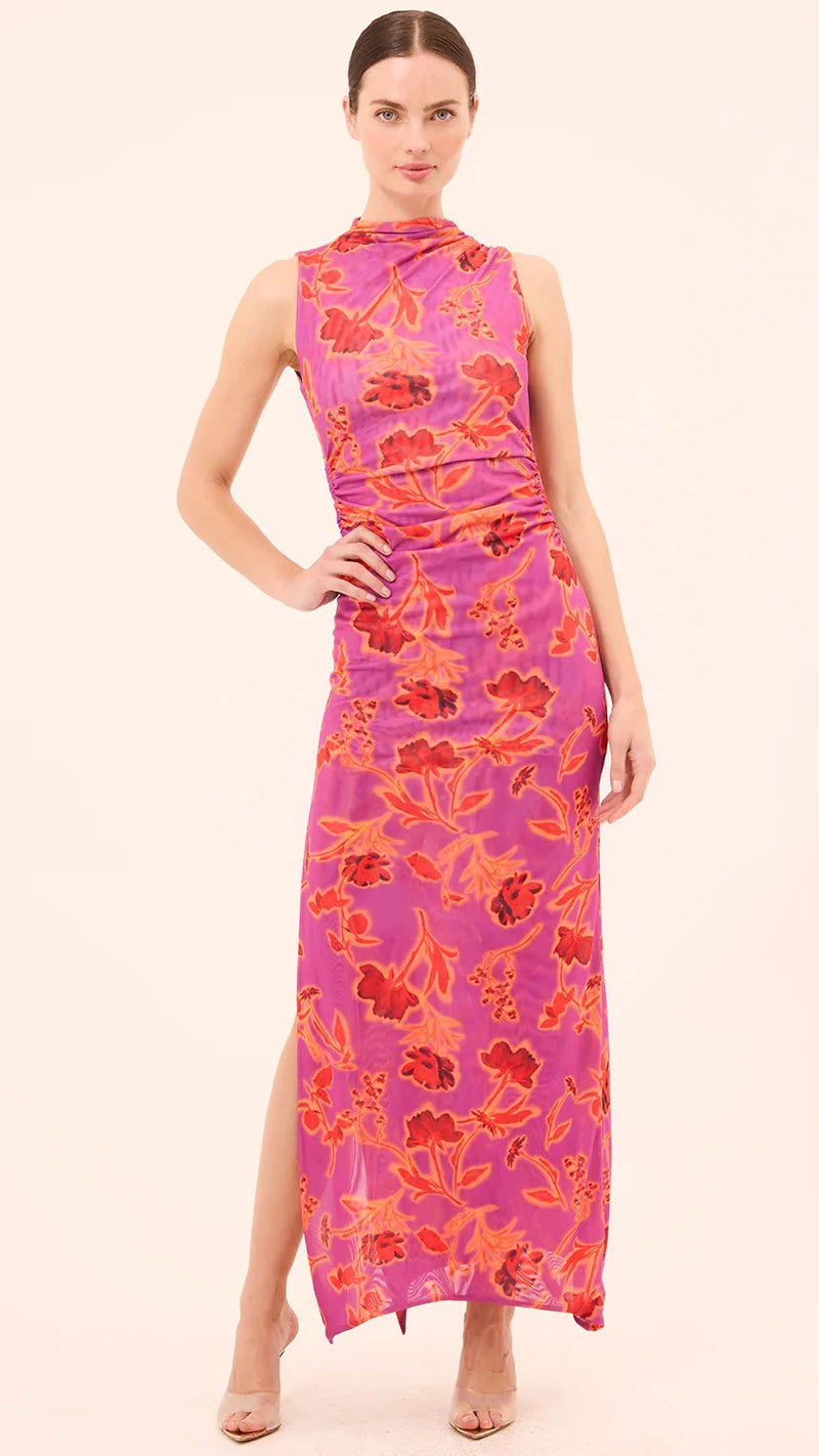 Misa Athena Mesh Dress in Lucent Flora