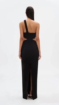 Misha The Drew One Shoulder Twill Gown in Black