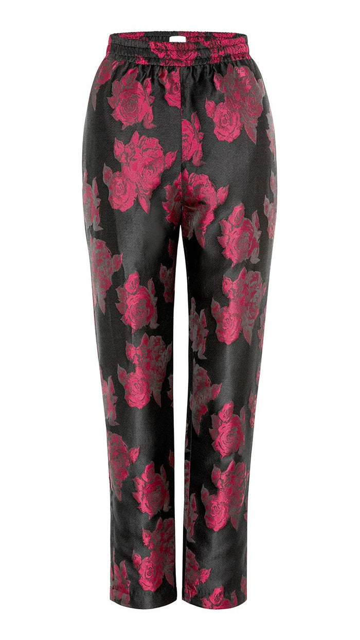 Misa Ria Brocade Pant in Midnight Rose