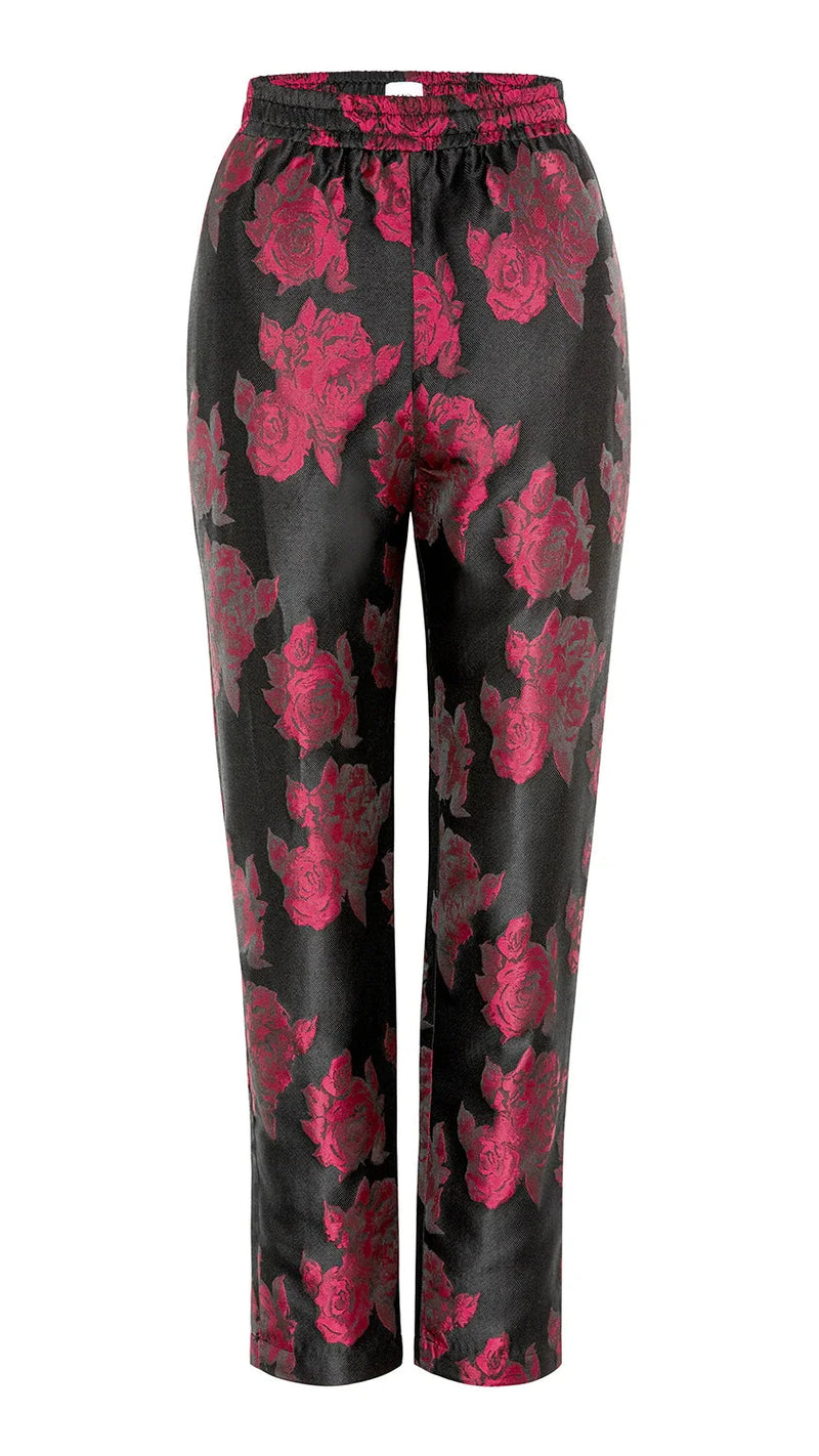 Misa Ria Brocade Pant in Midnight Rose