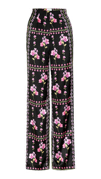 Misa Rita Satin Pant in Midnight Lattice