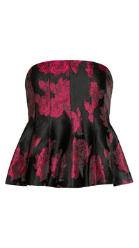 Misa Piper Brocade Strapless Top in Midnight Rose