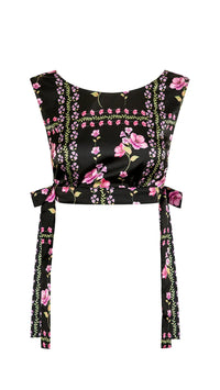 Misa Olena Satin Top in Midnight Lattice